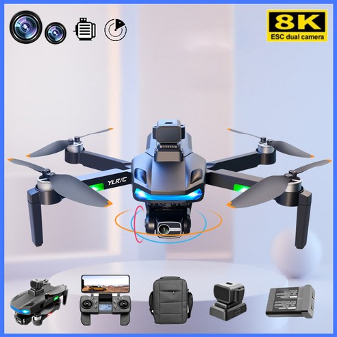 TXD 접이식 드론 8K 듀얼카메라 3 축 짐벌 5000 미터 비행거리 360도 레이저 장애물 회피, 회색+배터리 2 개+수납백, 혼합색상