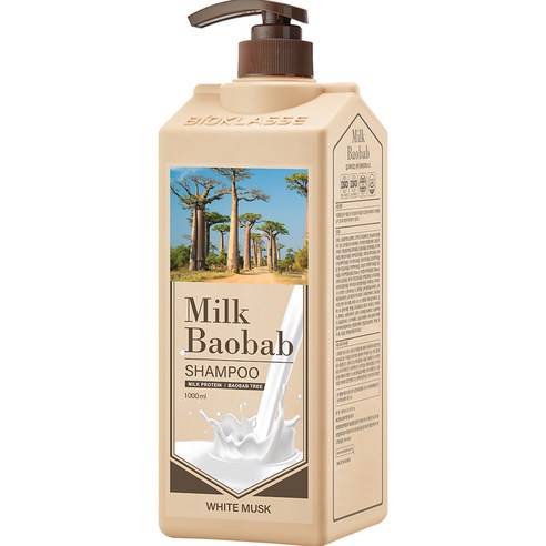 밀크바오밥 대용량 우유단백질 손상모 샴푸 화이트머스크향, 1000ml