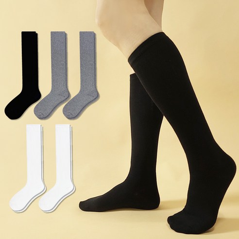 구냥씩 여성용 무지 반장목 니삭스