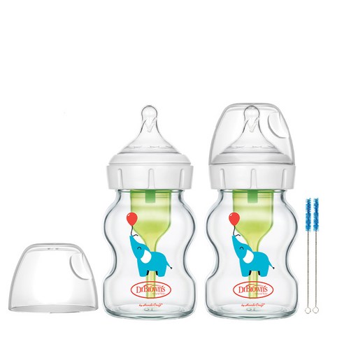 닥터브로운 엘리펀트 데코 와이드넥 유리젖병 150ml