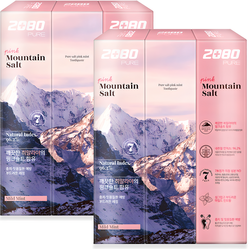2080 퓨어 마운틴 솔트 핑크마일드민트향 치약